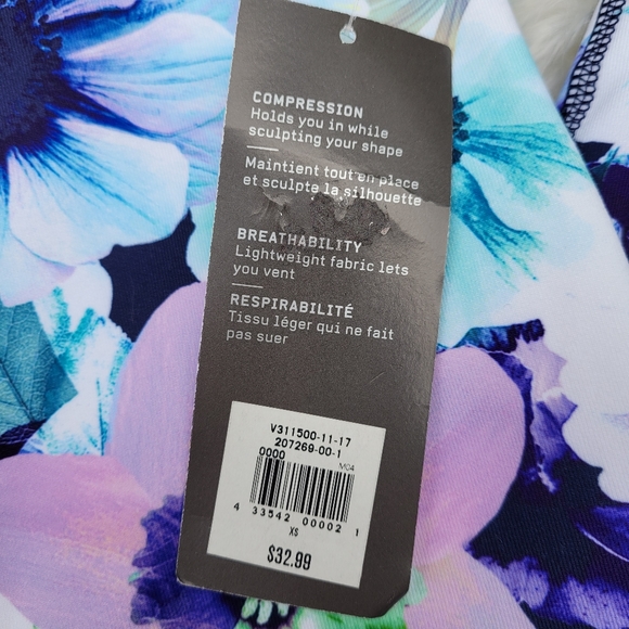 Old Navy Active Go Dry Cropped Compression Leggings Blue Floral Print Women's XS - Picture 8 of 9